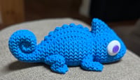 Image 1 of 3D Printed Blue Chameleon Figure | Cute Textured Lizard | Small Reptile