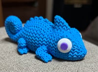 Image 2 of 3D Printed Blue Chameleon Figure | Cute Textured Lizard | Small Reptile