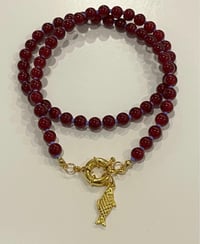 Image 2 of Deep red fish charm necklace 