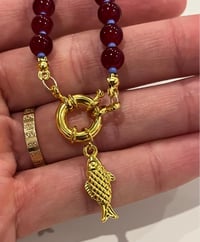 Image 3 of Deep red fish charm necklace 