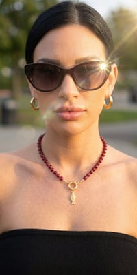 Image 5 of Deep red fish charm necklace 