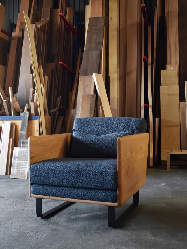 CLOVER LOUNGE CHAIR IN TASMANIAN OAK WITH COCOON WOOL UPHOLSTERY