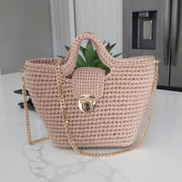 Image 1 of Bolso Rosabel en color Beige con Detalles Dorados