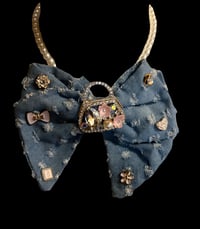 Image 1 of Handmade Light Distressed Denim Bow Tie with Coordinating Accessories