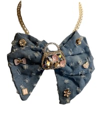 Image 2 of Handmade Light Distressed Denim Bow Tie with Coordinating Accessories