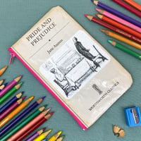 Image 1 of Pride and Prejudice Book Page Pencil Case, Jane Austen Illustration
