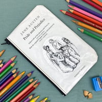 Image 1 of Pride and Prejudice, Illustration, Jane Austen Book Page Pencil Case