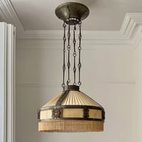 Image 2 of Early 20th Century Swedish Pendant Light in Bronze and Art Glass