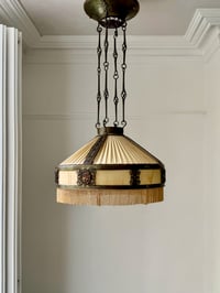 Image 1 of Early 20th Century Swedish Pendant Light in Bronze and Art Glass