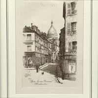 Image 4 of Gravure Eau forte vue de Paris Rue Norvins Montmartre début XXe signée Léopold Robin 