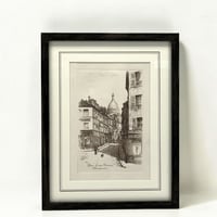 Image 1 of Gravure Eau forte vue de Paris Rue Norvins Montmartre début XXe signée Léopold Robin 