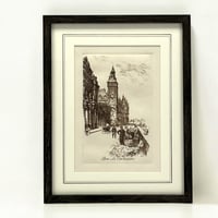 Image 1 of Gravure Eau forte  vue de Paris La Conciergerie début XXe signée Léopold Robin