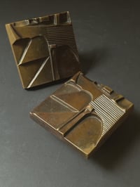 Pair of Heavy Bronze Handles with Abstract Design