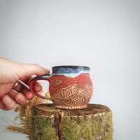 Image 2 of #3 Hwyrnos Goch. Red Nightfall mug.