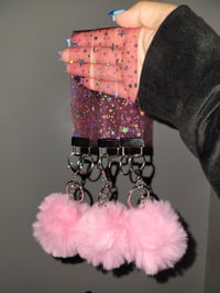 Glitter Stars wristlet keychain with pompom