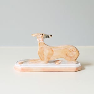 Image of Miniature Whippet Ornament - Fawn with blue snoot