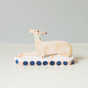 Image of Miniature Whippet Ornament - Fawn with green collar