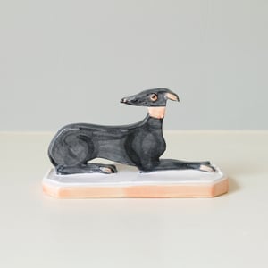 Image of Miniature Whippet Ornament - Black with pink collar