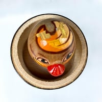 Image 6 of Oeuf de Pâques en bois vintage avec poussin à ressort - art populaire soviétique 1980