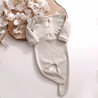 Image 2 of Newborn boys romper Alex | beige and cream