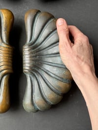 Image 2 of Group of Four Large Bronze Door Handles with Art Deco Shell Style Design (Reserved)