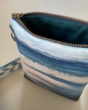Image of Beach stripe, crossbody velvet and waxed denim bag