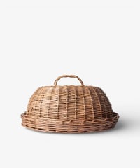 Image 1 of Oval Rattan Food Cloche and Tray 