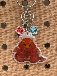 Chubby Red Dragon keychain holder with beads