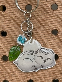 Sleeping Snowy Owlbear Keychain
