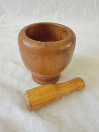 Image 3 of Vintage Wood Mortar & Pestle Set