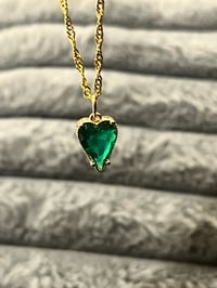 Image 3 of Green emerald heart necklace 
