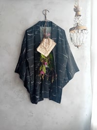 Image 1 of Vintage Kimono Charcoal Washed Black Rayon Bloomsbury Style Duster Coat 10/12