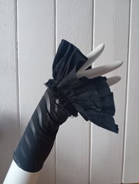 Image 1 of Black Pierrot Ruffled Frilled Circus Style Wrist Cuffs