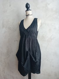 Image 1 of Avant Garde Black Silk Satin Crepe Empire Line Cocktail Dress 8/10
