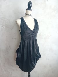 Image 2 of Avant Garde Black Silk Satin Crepe Empire Line Cocktail Dress 8/10