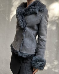 Image 4 of GREY LEATHER AND FUR JACKET