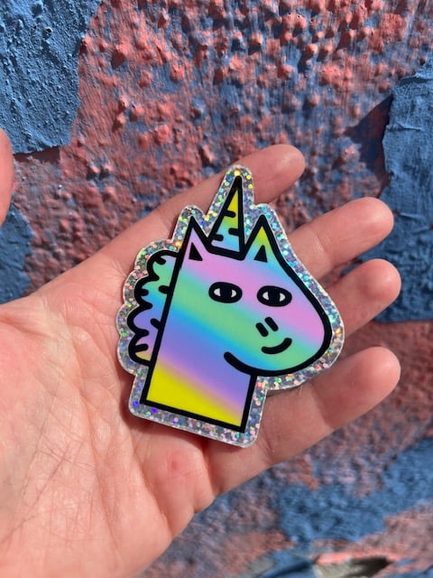 Image of Rainbow Head Glitter Sticker