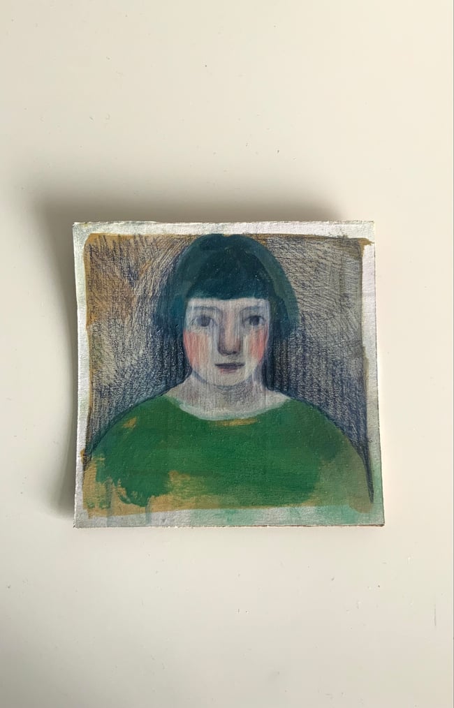 Small portrait on cardboard 1  ~ mixed media piece