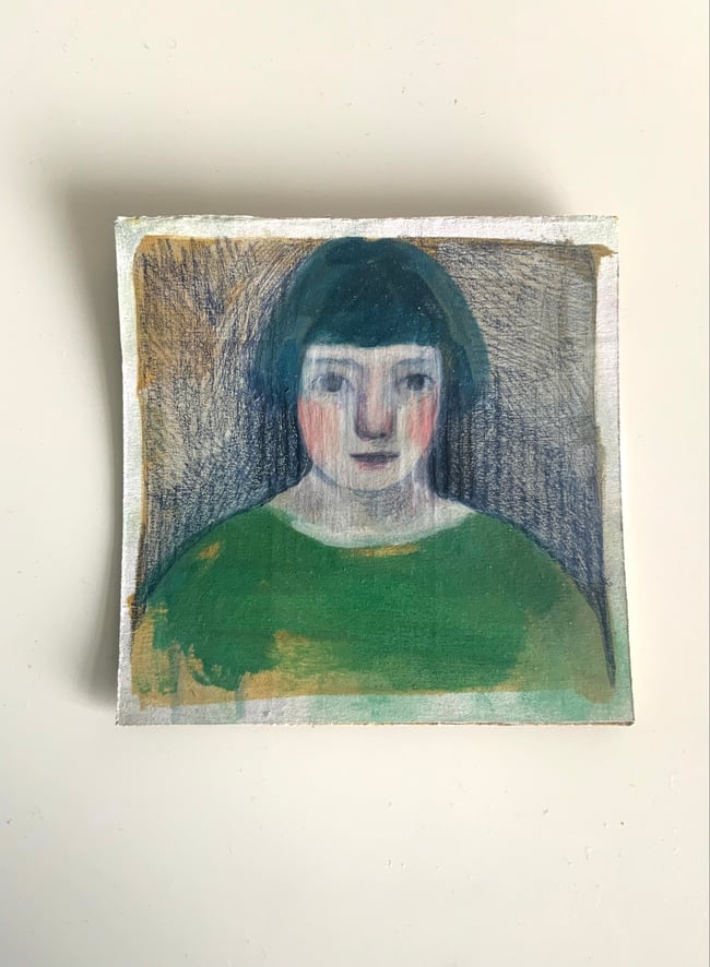 Small portrait on cardboard 1  ~ mixed media piece