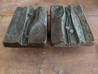 Image 3 of Set of Two Bronze Push-Pull Door Handle with Raised Abstract Design