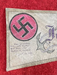 Image 3 of WW2 (Nazi Germany) Trench Art from JU-88 Focke-Wulfe Bomber Leather Seat - Ca. 1942