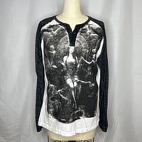 Image 1 of Goddess Print Henley Long Sleeve