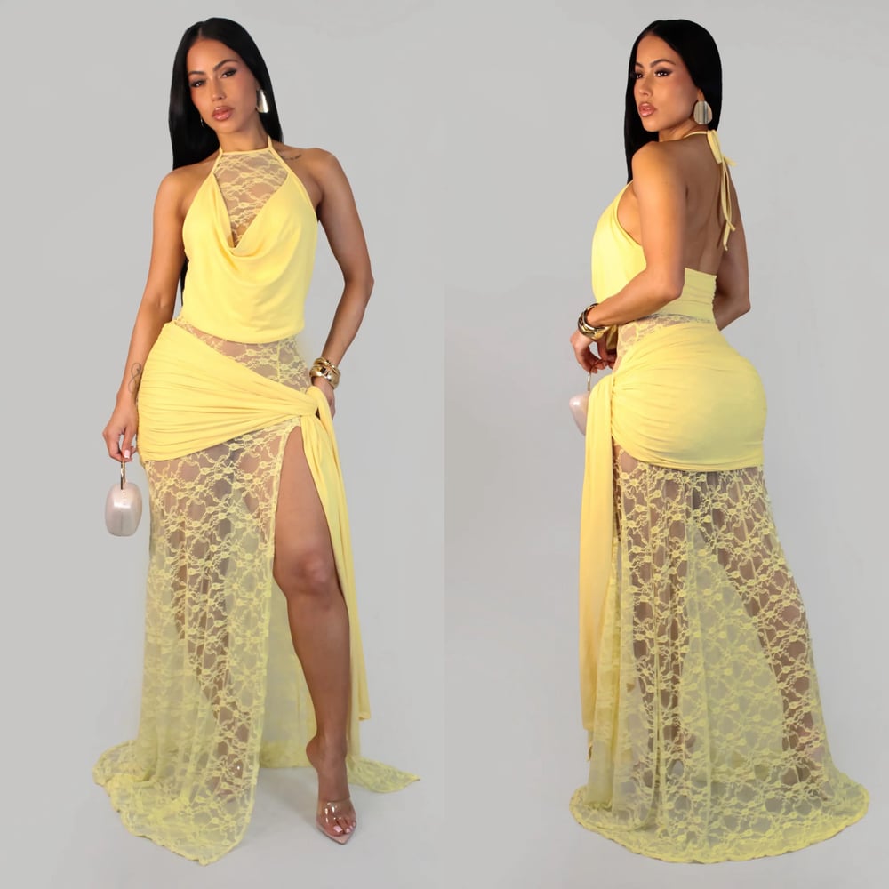 Image of KELIS LACE DRESS-yellow