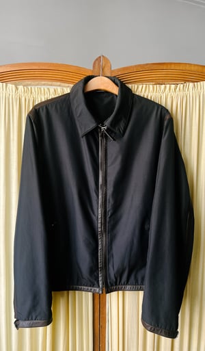 Hermès Black Nylon Jacket with Contrasting Leather Detail - Size 52