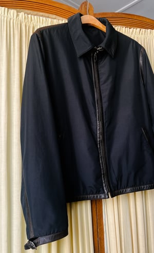 Hermès Black Nylon Jacket with Contrasting Leather Detail - Size 52