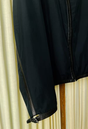 Hermès Black Nylon Jacket with Contrasting Leather Detail - Size 52