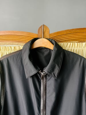 Hermès Black Nylon Jacket with Contrasting Leather Detail - Size 52