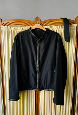 Hermès Black Nylon Jacket with Contrasting Leather Detail - Size 52