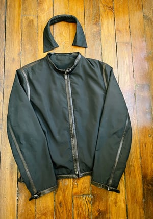 Hermès Black Nylon Jacket with Contrasting Leather Detail - Size 52