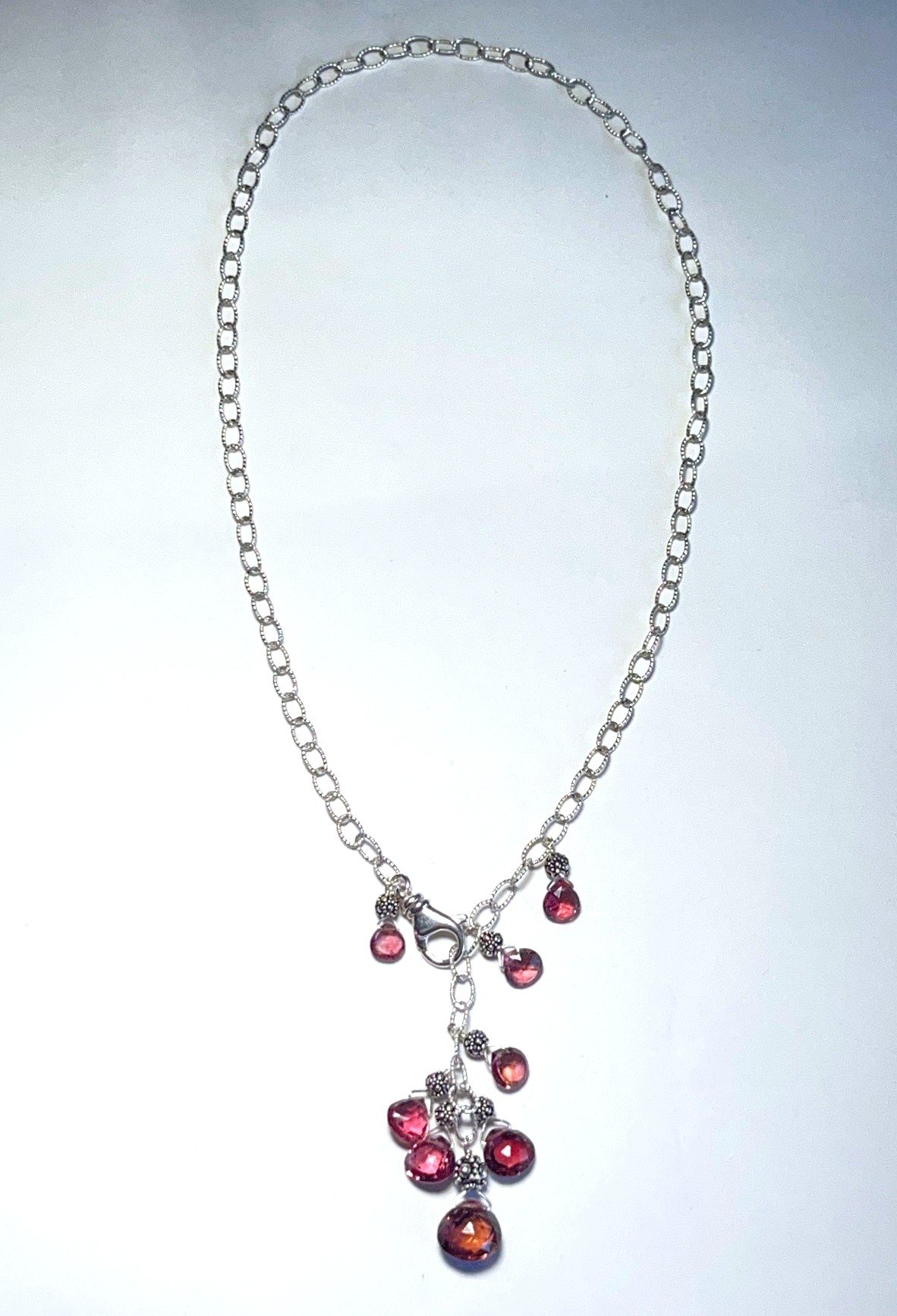 Pink tourmaline waterfall necklace
